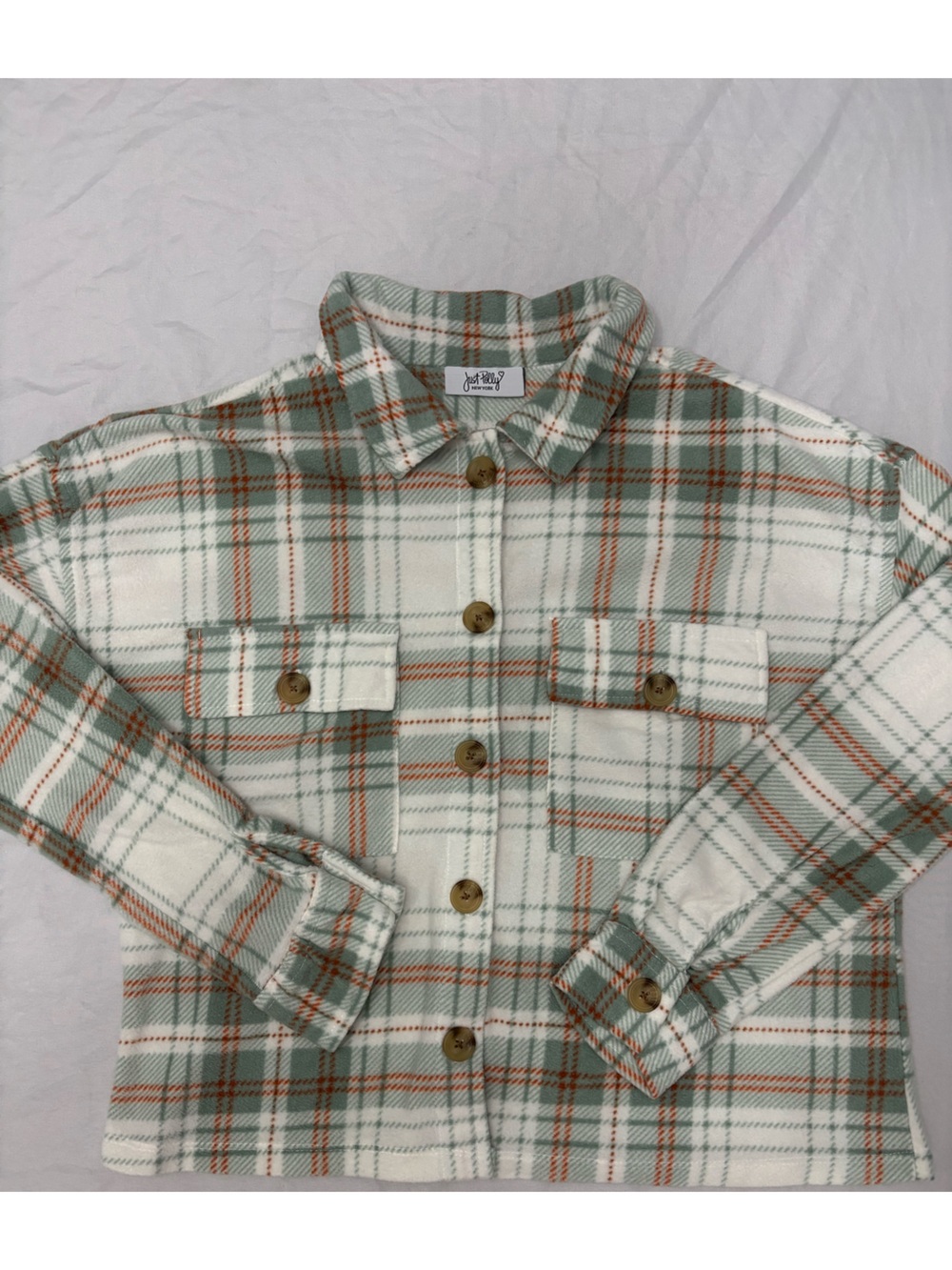 Plaid Cropped Shacket Button Front Flannel Jacket